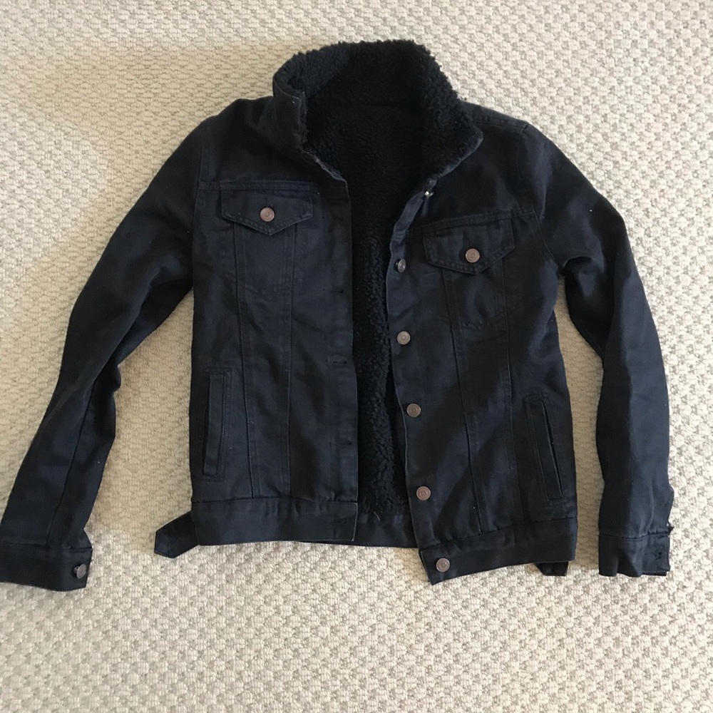 sherpa black brandy denim jacket